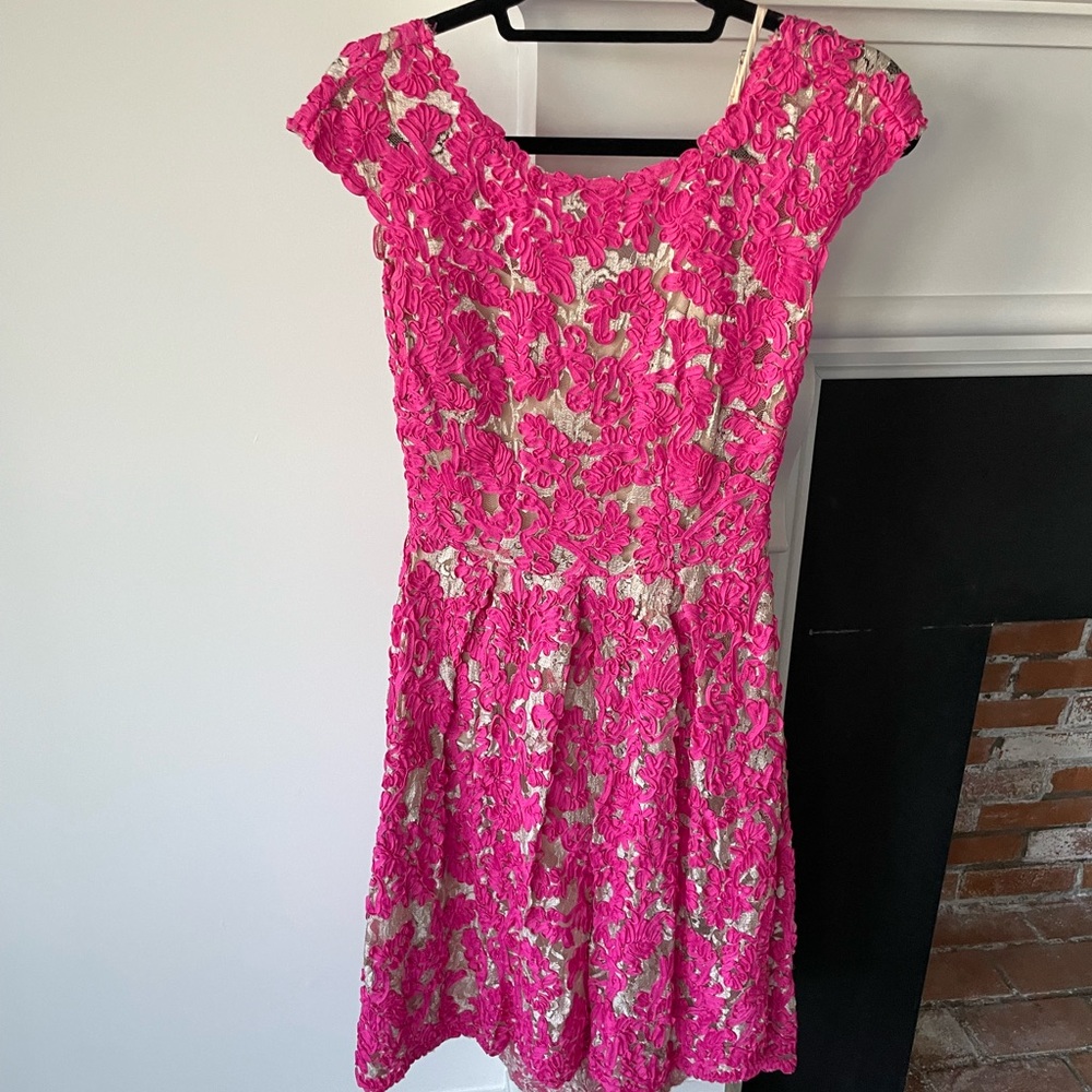 Yoana Baraschi pink and champagne cocktail dress